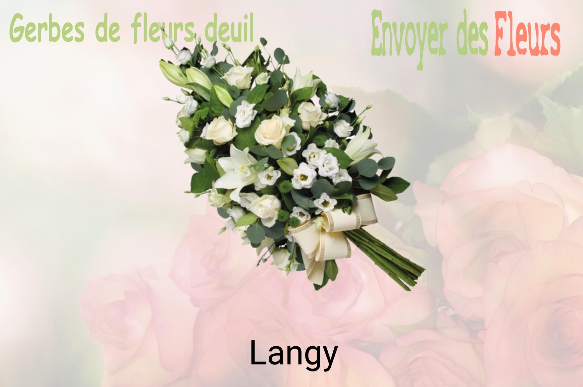 Gerbe de fleurs de deuil livrée à Langy